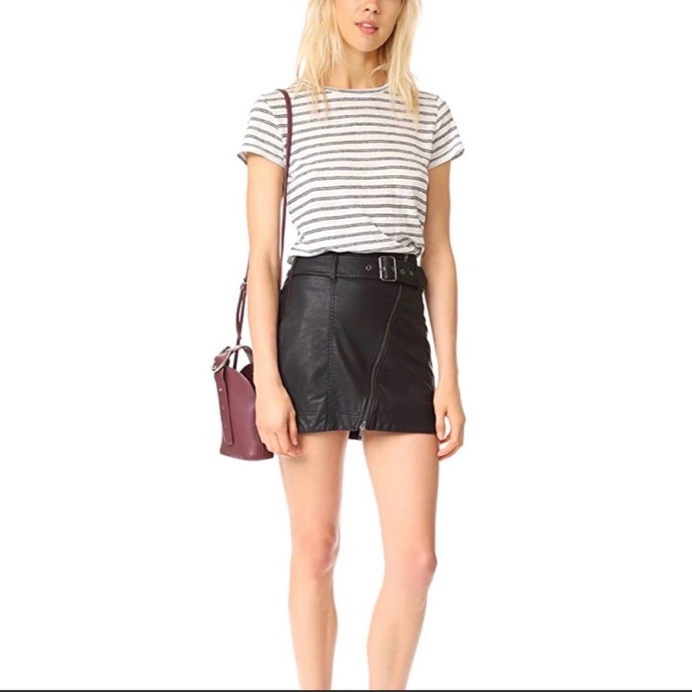 Free People Black Leather Skirt